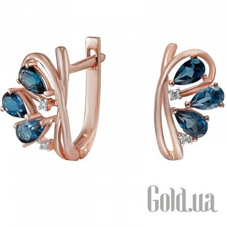 Серьги Золотые серьги с бриллиантами и топазами