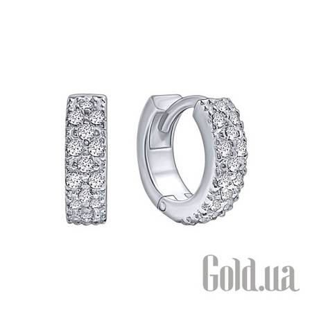 Серьги-кольца Серебряные серьги с куб. циркониями