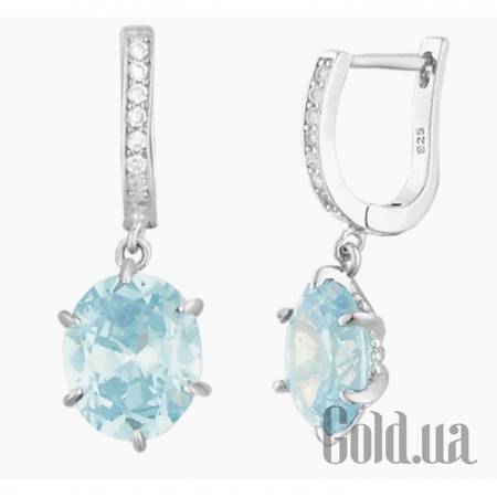 Серьги с подвесками Серебряные серьги  с топазами и куб. циркониями