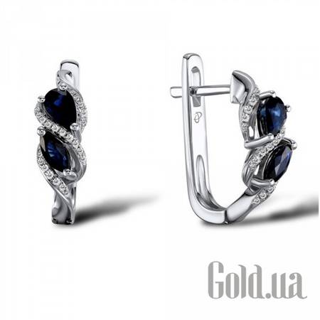 Серьги Золотые серьги с бриллиантами и сапфирами