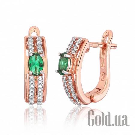 Серьги Серебряные серьги с  куб. циркониями в позолоте