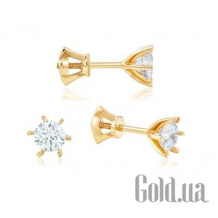 Серьги-гвоздики Золотые серьги с циркониями Swarovski Zirconia