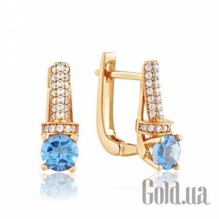 Серьги Золотые серьги с топазами и куб. циркониями