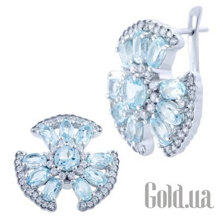 Серьги Серебряные серьги с топазами и куб. циркониями