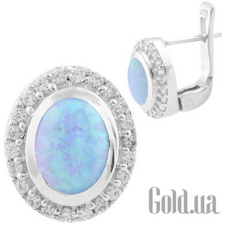 Серьги Серебряные серьги с опалами и куб. циркониями