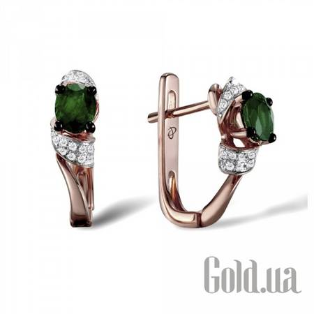 Серьги Золотые серьги с бриллиантами и изумрудами