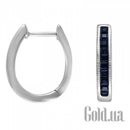 Серьги-кольца Золотые серьги с сапфирами