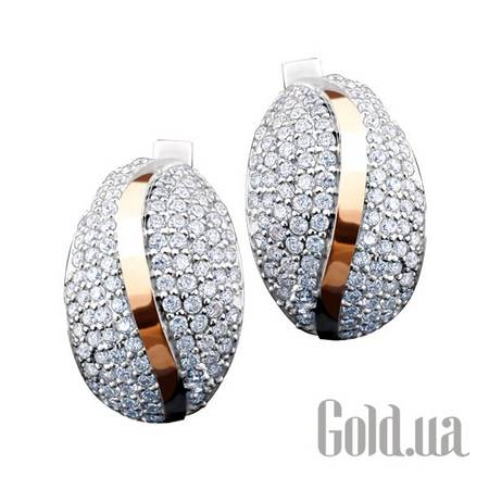 Серьги Серебряные серьги с куб. циркониями в позолоте
