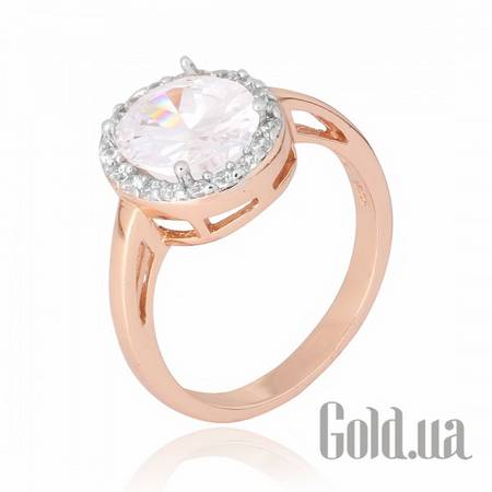 Кольцо Серебряное кольцо с куб. циркониями в позолоте, 17.5