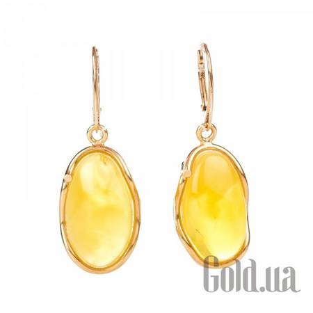 Серьги с подвесками Серебряные серьги с янтарем