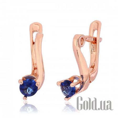 Серьги Серебряные серьги с  куб. циркониями в позолоте