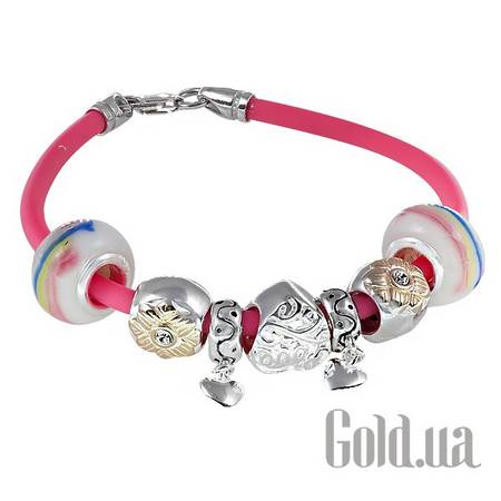 Браслет Каучуковый браслет с серебром и 7 подвесками