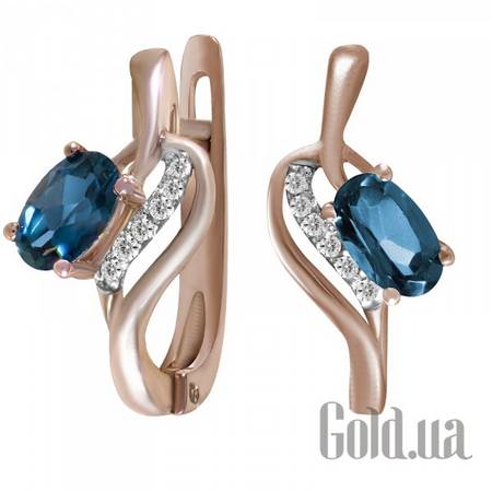 Серьги Золотые серьги с бриллиантами и топазами