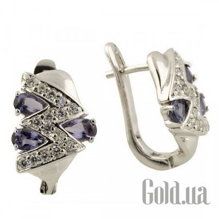 Серьги Серебряные серьги с аметистами и куб. циркониями