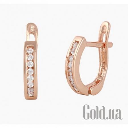 Серьги Серебряные серьги  с куб. циркониями в позолоте