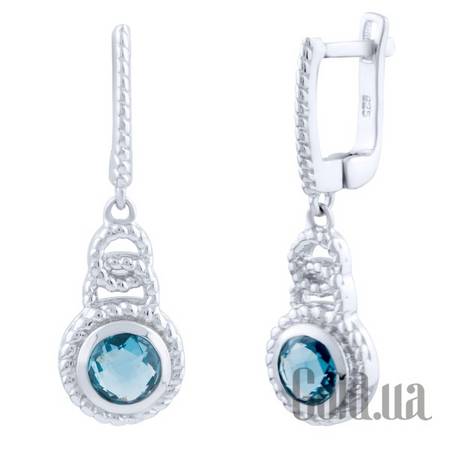 Серьги с подвесками Серебряные серьги с топазами