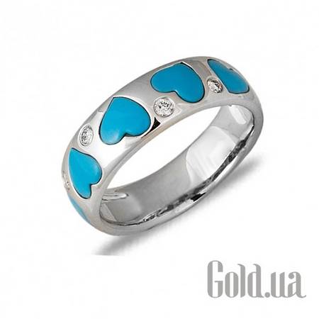 Кольцо Золотое кольцо с бриллиантами и бирюзой, 16.5