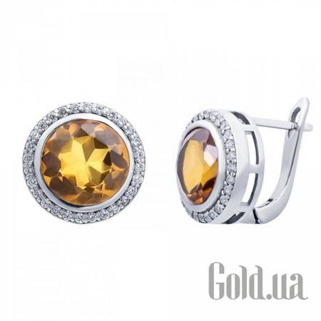 Серьги Серебряные серьги с кварцем и куб. циркониями