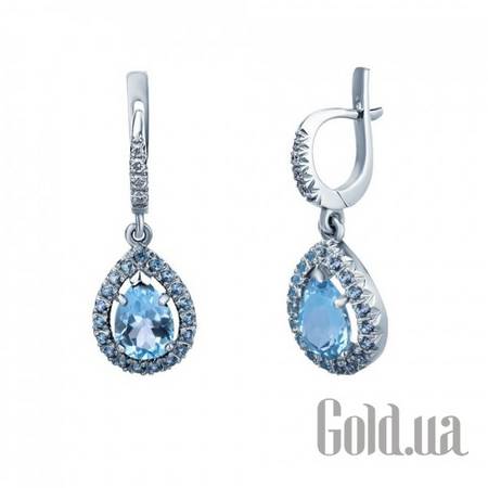 Серьги с подвесками Золотые серьги с бриллиантами и топазами