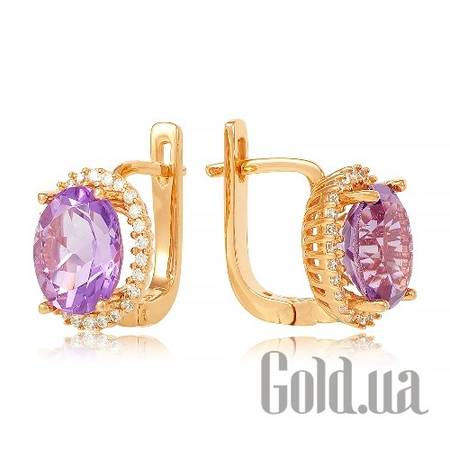 Серьги Золотые серьги с аметистами и куб. циркониями