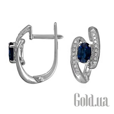 Серьги Золотые серьги с бриллиантами и сапфирами