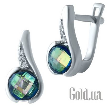 Серьги Серебряные серьги с топазами и куб. циркониями