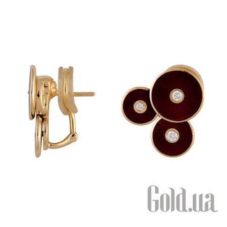 Серьги Золотые серьги с бриллиантами и эмалью