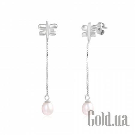 Серьги с подвесками Серебряные серьги с жемчугом