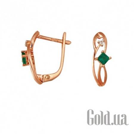 Серьги Золотые серьги с бриллиантами и изумрудами