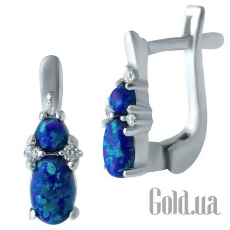 Серьги Серебряные серьги с опалами и куб. циркониями