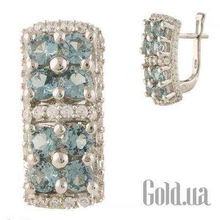 Серьги Серебряные серьги с куб. циркониями и топазами
