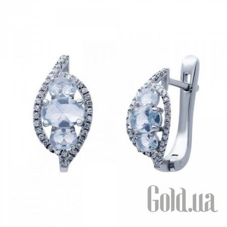 Серьги Akvamarin Серебряные серьги с куб. циркониями