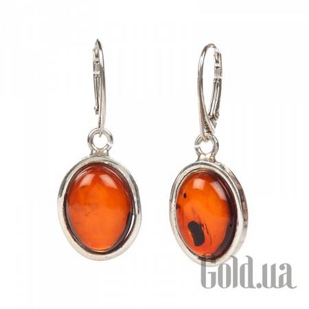 Серьги с подвесками Серебряные серьги с янтарем