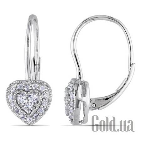 Серьги с подвесками Серебряные серьги с сапфирами (синтетич.)