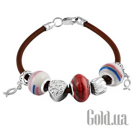 Браслет Каучуковый браслет с серебром и 7 подвесками