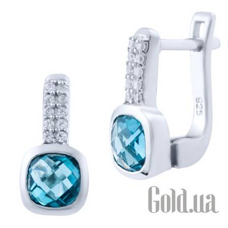 Серьги Серебряные серьги с топазами и куб.циркониями