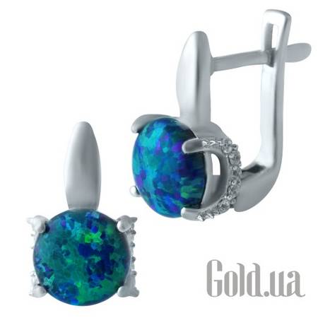 Серьги Серебряные серьги с опалами и куб. циркониями