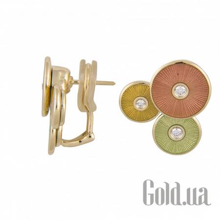 Серьги Золотые серьги с бриллиантами и эмалью