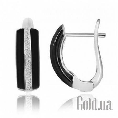 Серьги Серебряные серьги  с керамикой и куб циркониями