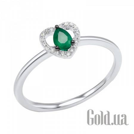 Кольцо Золотое кольцо с бриллиантами и изумрудом, 18
