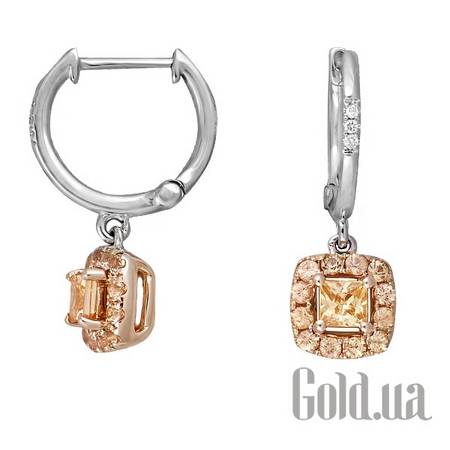 Серьги Золотые серьги с бриллиантами и желтыми сапфирами