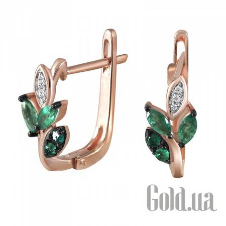 Серьги Золотые серьги с бриллиантами и изумрудами
