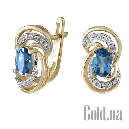 Серьги Золотые серьги с бриллиантами и топазами