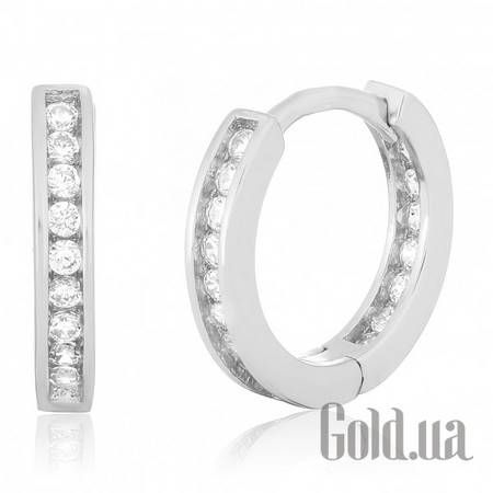 Серьги-кольца Серебряные серьги  с куб. циркониями