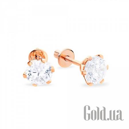 Серьги-гвоздики Золотые серьги с куб. циркониями