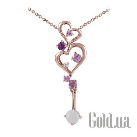 Колье с сердечком Золотое колье с бриллиантом,сапфирами,аметистами и кварцем, 45