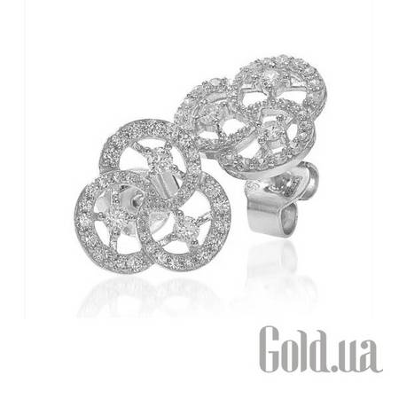 Серьги-гвоздики Серебряные серьги с куб. циркониями