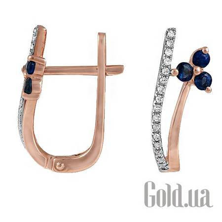 Серьги Золотые серьги с бриллиантами и сапфирами