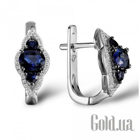 Серьги Золотые серьги с бриллиантами и сапфирами