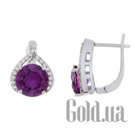 Серьги Серебряные серьги с александритами и куб. циркониями